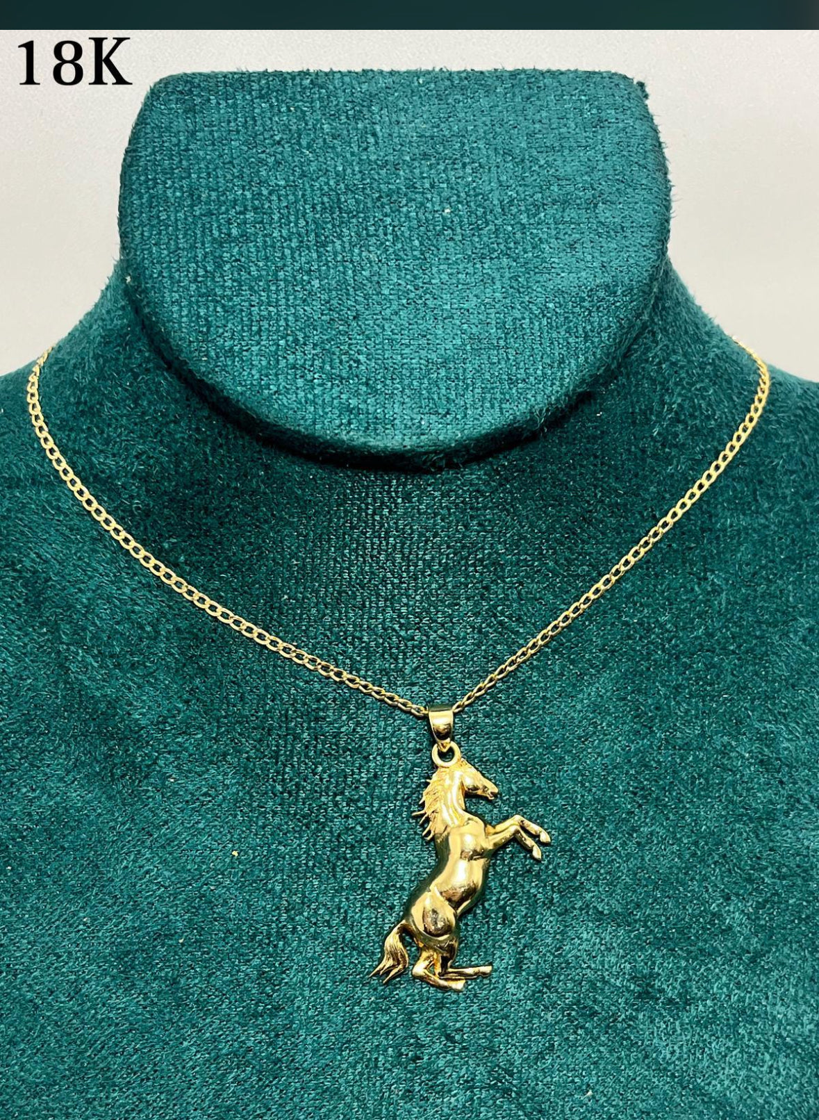 Cuban-Style Chain with Horse Pendant 14k gold